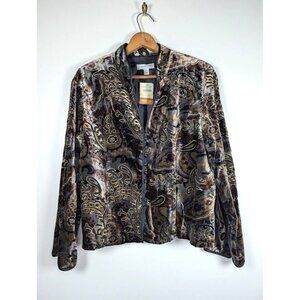 Coldwater Creek Blazer Jacket Size Large Velvet Burnout Fairy Grunge Goblincore‎